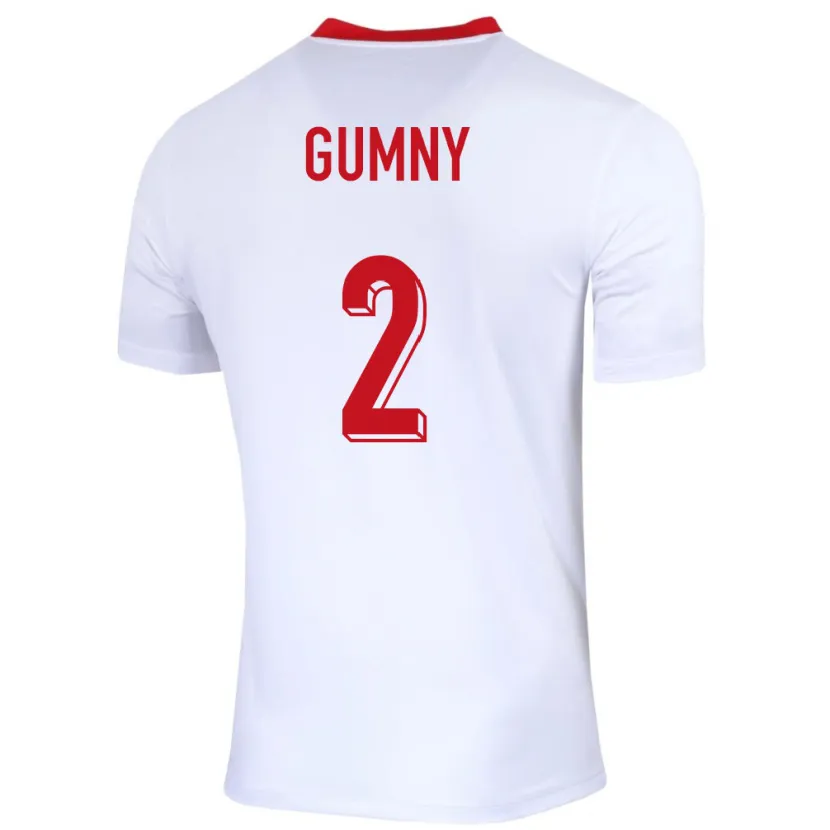 Danxen Bambino Maglia Polonia Robert Gumny #2 Bianco Kit Gara Home 24-26 Maglietta