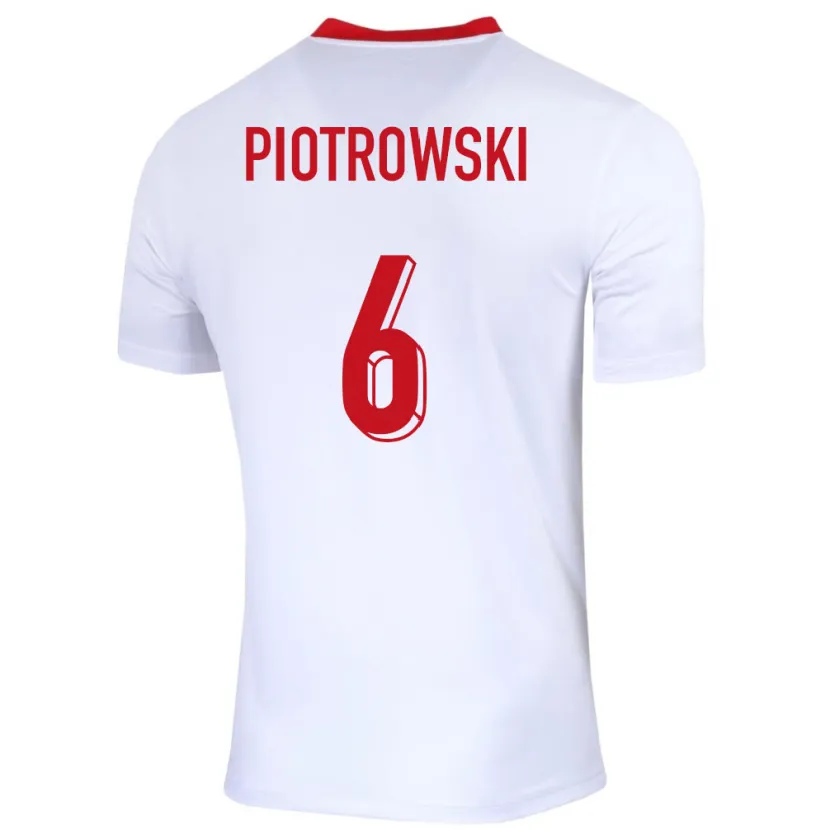 Danxen Bambino Maglia Polonia Jakub Piotrowski #6 Bianco Kit Gara Home 24-26 Maglietta