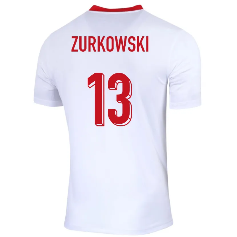 Danxen Bambino Maglia Polonia Szymon Zurkowski #13 Bianco Kit Gara Home 24-26 Maglietta