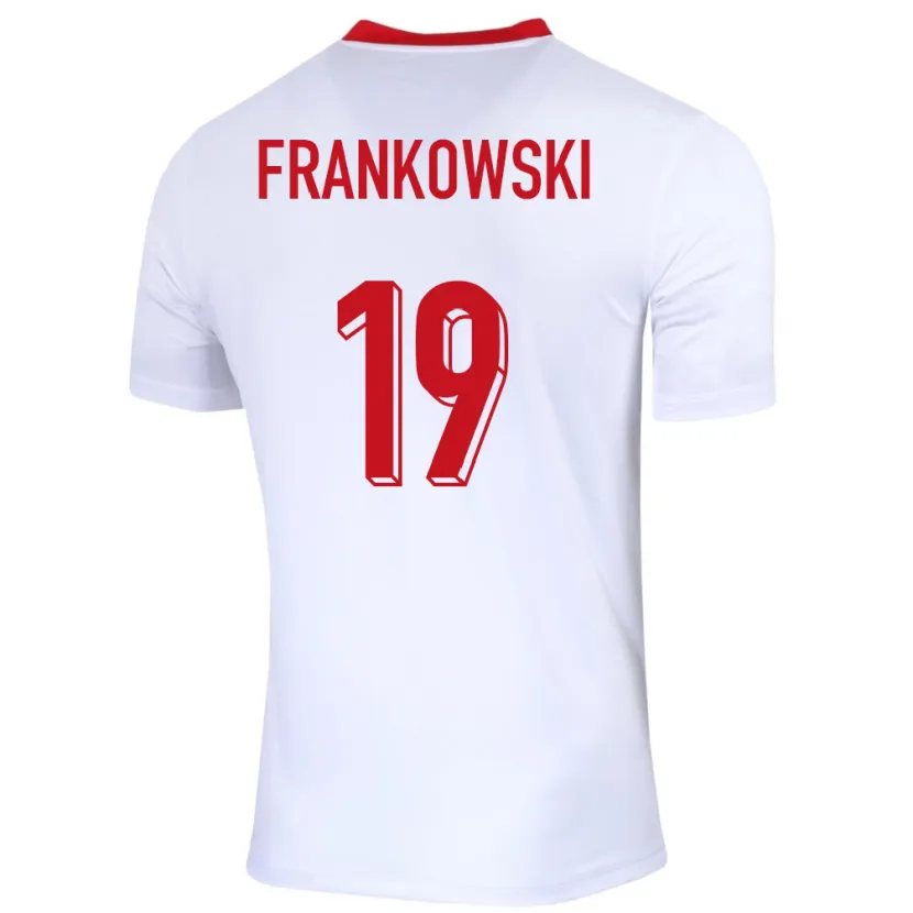 Danxen Bambino Maglia Polonia Przemyslaw Frankowski #19 Bianco Kit Gara Home 24-26 Maglietta