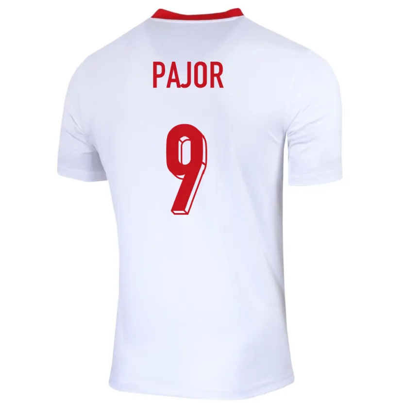 Danxen Bambino Maglia Polonia Ewa Pajor #9 Bianco Kit Gara Home 24-26 Maglietta