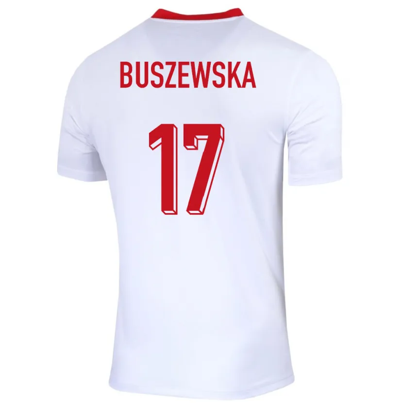 Danxen Bambino Maglia Polonia Zofia Buszewska #17 Bianco Kit Gara Home 24-26 Maglietta