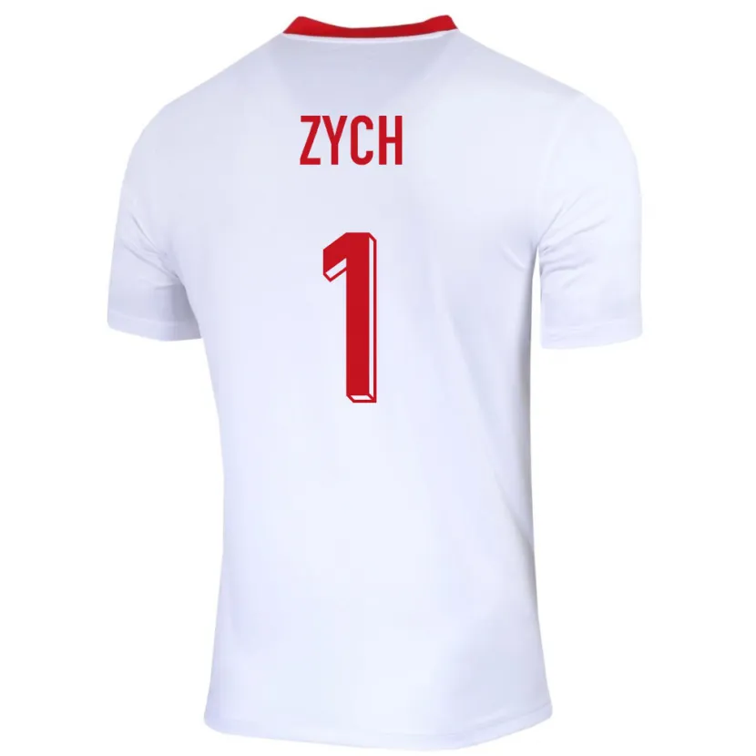 Danxen Bambino Maglia Polonia Oliwier Zych #1 Bianco Kit Gara Home 24-26 Maglietta