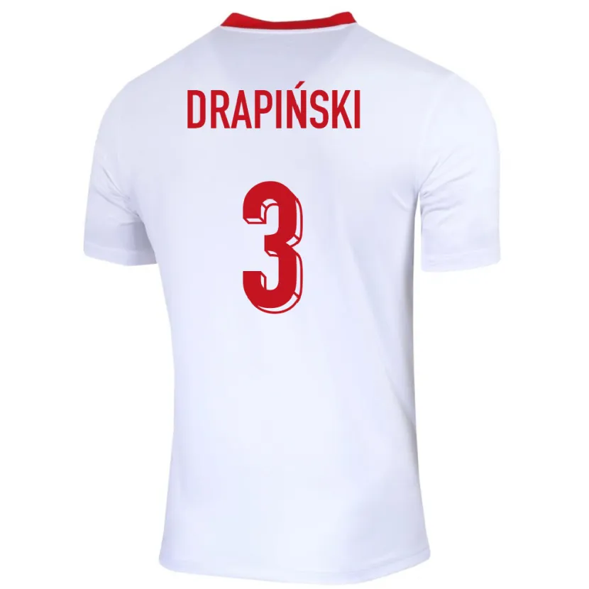 Danxen Bambino Maglia Polonia Igor Drapinski #3 Bianco Kit Gara Home 24-26 Maglietta