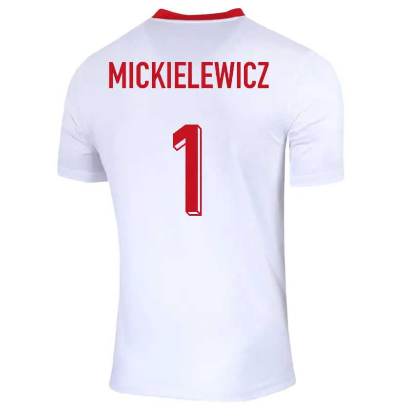 Danxen Bambino Maglia Polonia Aleksander Mickielewicz #1 Bianco Kit Gara Home 24-26 Maglietta