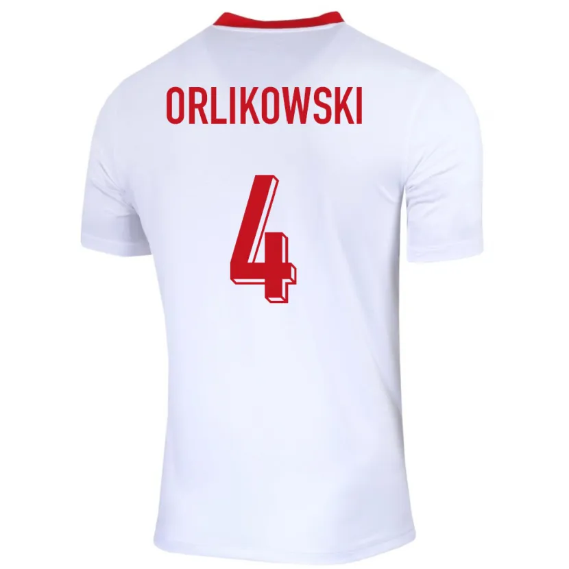 Danxen Bambino Maglia Polonia Igor Orlikowski #4 Bianco Kit Gara Home 24-26 Maglietta