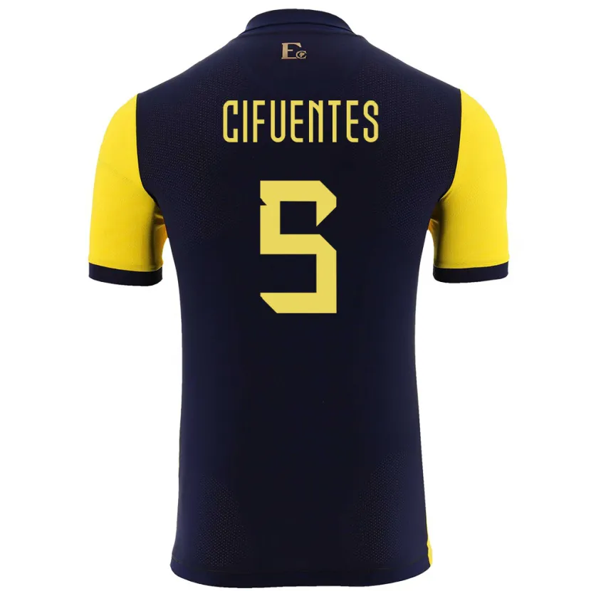 Danxen Bambino Maglia Ecuador Jose Cifuentes #5 Giallo Kit Gara Home 24-26 Maglietta