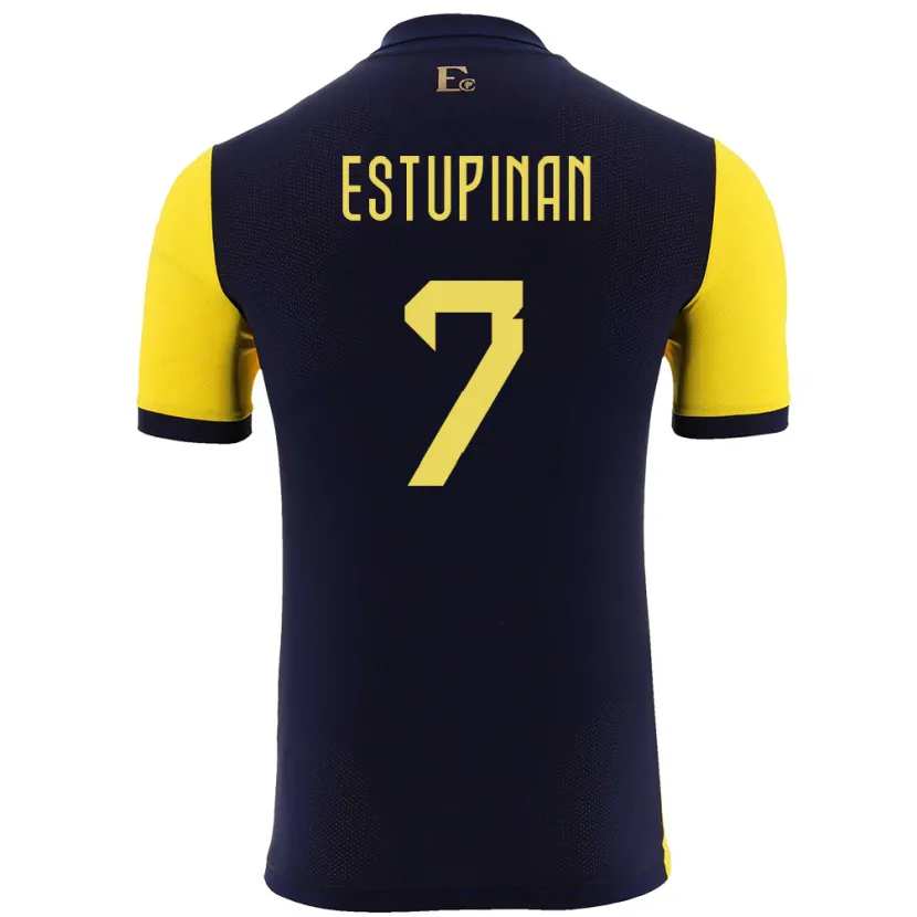 Danxen Bambino Maglia Ecuador Pervis Estupinan #7 Giallo Kit Gara Home 24-26 Maglietta