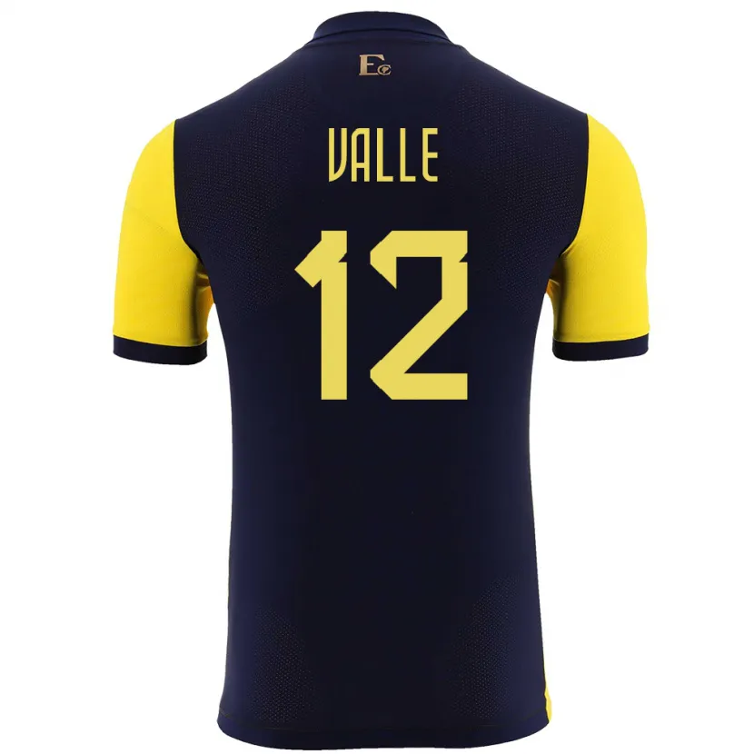 Danxen Bambino Maglia Ecuador Gonzalo Valle #12 Giallo Kit Gara Home 24-26 Maglietta