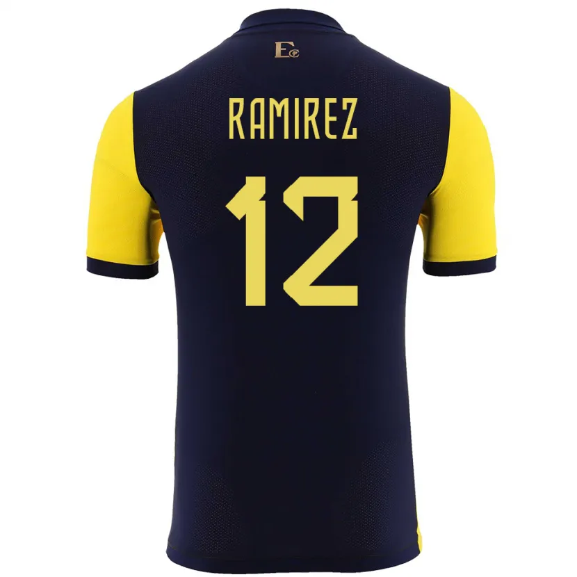 Danxen Bambino Maglia Ecuador Moises Ramirez #12 Giallo Kit Gara Home 24-26 Maglietta