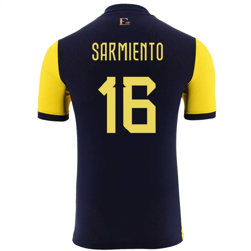 Danxen Bambino Maglia Ecuador Jeremy Sarmiento #16 Giallo Kit Gara Home 24-26 Maglietta