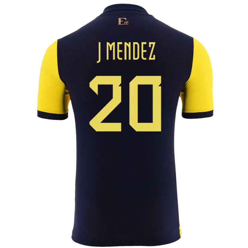 Danxen Bambino Maglia Ecuador Jhegson Mendez #20 Giallo Kit Gara Home 24-26 Maglietta