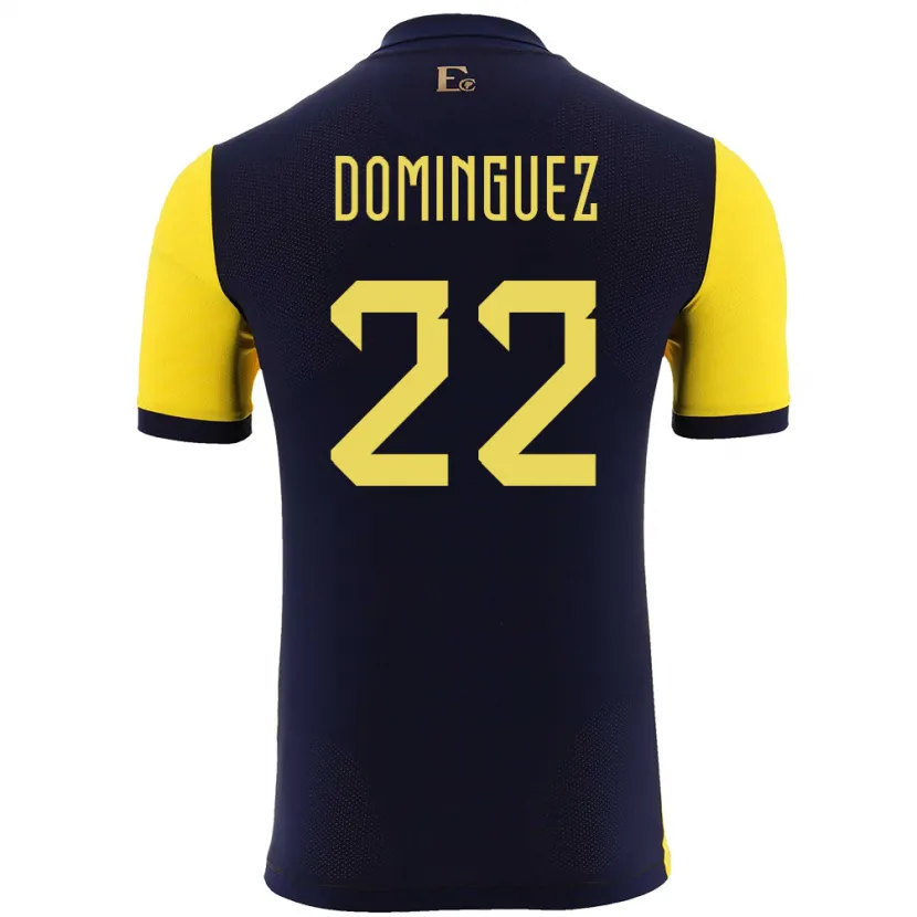 Danxen Bambino Maglia Ecuador Alexander Dominguez #22 Giallo Kit Gara Home 24-26 Maglietta
