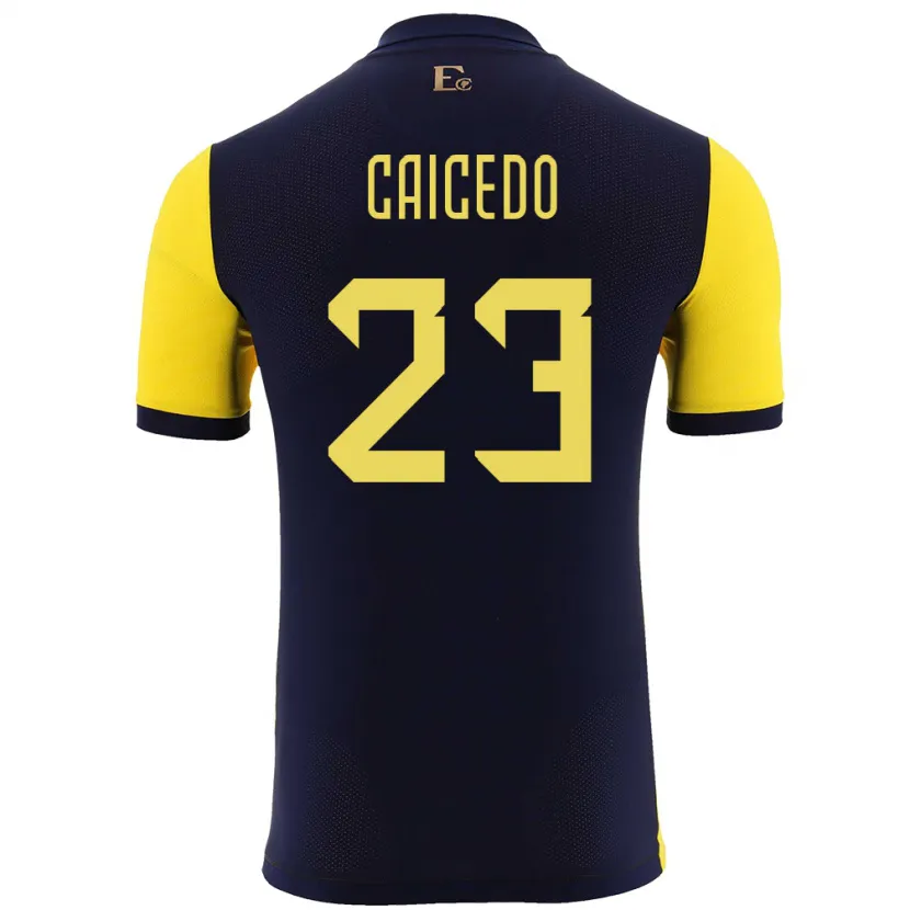 Danxen Bambino Maglia Ecuador Moises Caicedo #23 Giallo Kit Gara Home 24-26 Maglietta
