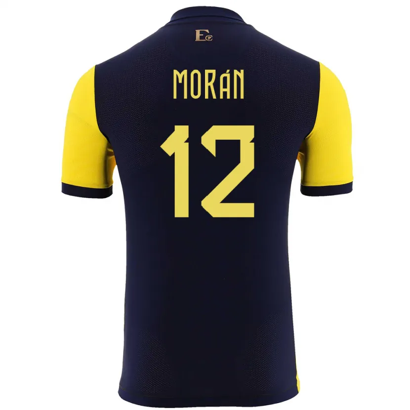 Danxen Bambino Maglia Ecuador Andrea Moran #12 Giallo Kit Gara Home 24-26 Maglietta