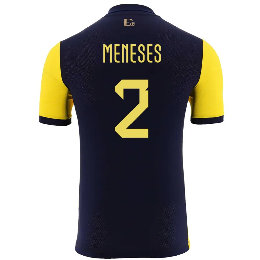 Danxen Bambino Maglia Ecuador Randy Meneses #2 Giallo Kit Gara Home 24-26 Maglietta