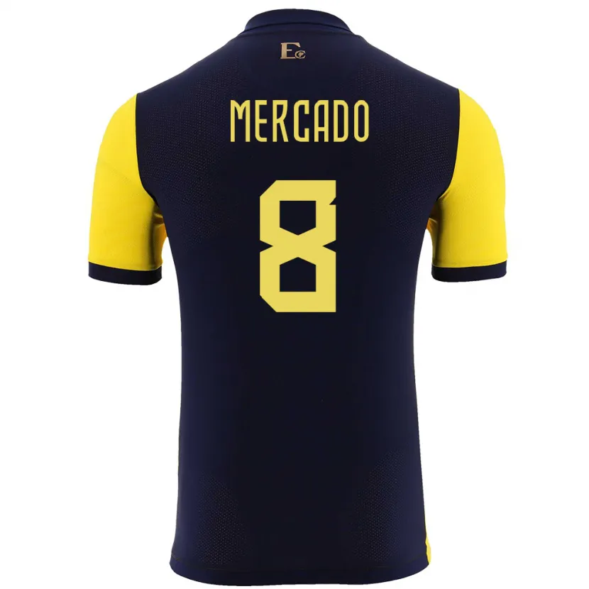 Danxen Bambino Maglia Ecuador Patrik Mercado #8 Giallo Kit Gara Home 24-26 Maglietta