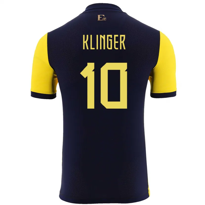 Danxen Bambino Maglia Ecuador Jose Klinger #10 Giallo Kit Gara Home 24-26 Maglietta