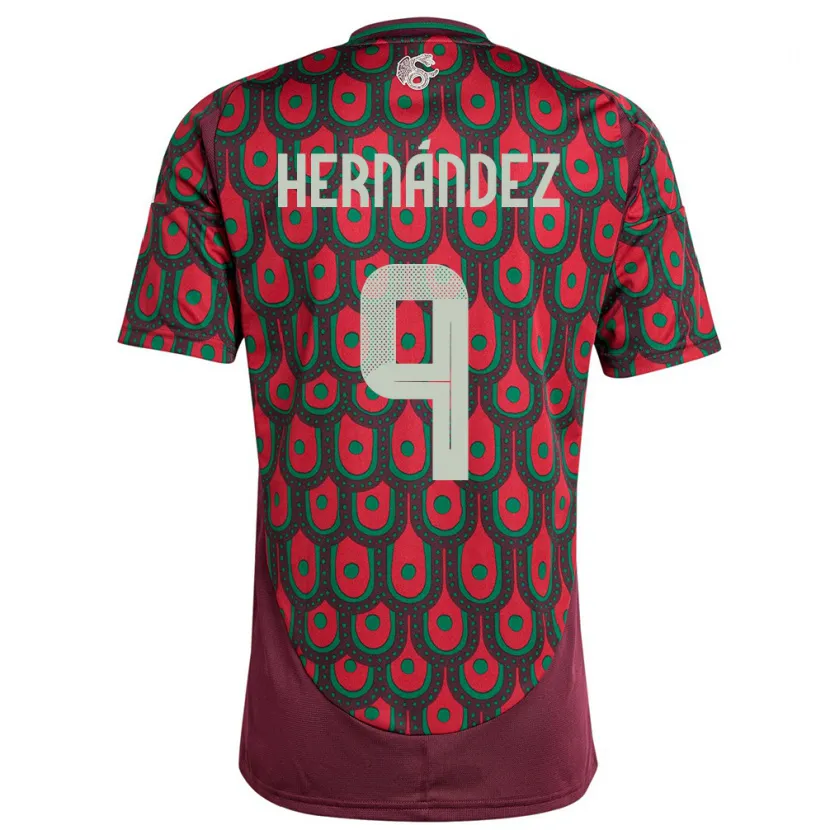 Danxen Bambino Maglia Messico Jesus Hernandez #9 Marrone Kit Gara Home 24-26 Maglietta