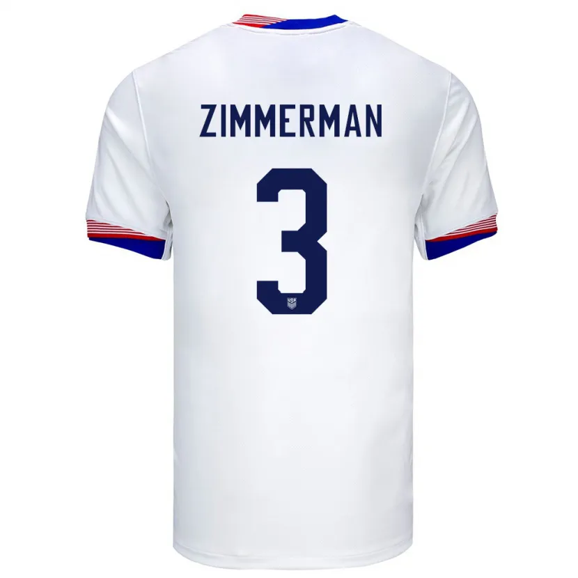 Danxen Bambino Maglia Stati Uniti Walker Zimmerman #3 Bianco Kit Gara Home 24-26 Maglietta