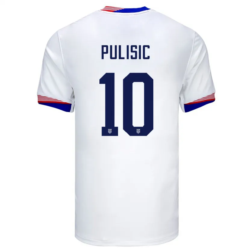 Danxen Bambino Maglia Stati Uniti Christian Pulisic #10 Bianco Kit Gara Home 24-26 Maglietta