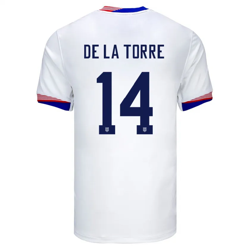 Danxen Bambino Maglia Stati Uniti Luca De La Torre #14 Bianco Kit Gara Home 24-26 Maglietta