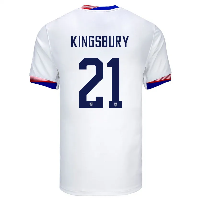 Danxen Bambino Maglia Stati Uniti Aubrey Kingsbury #21 Bianco Kit Gara Home 24-26 Maglietta