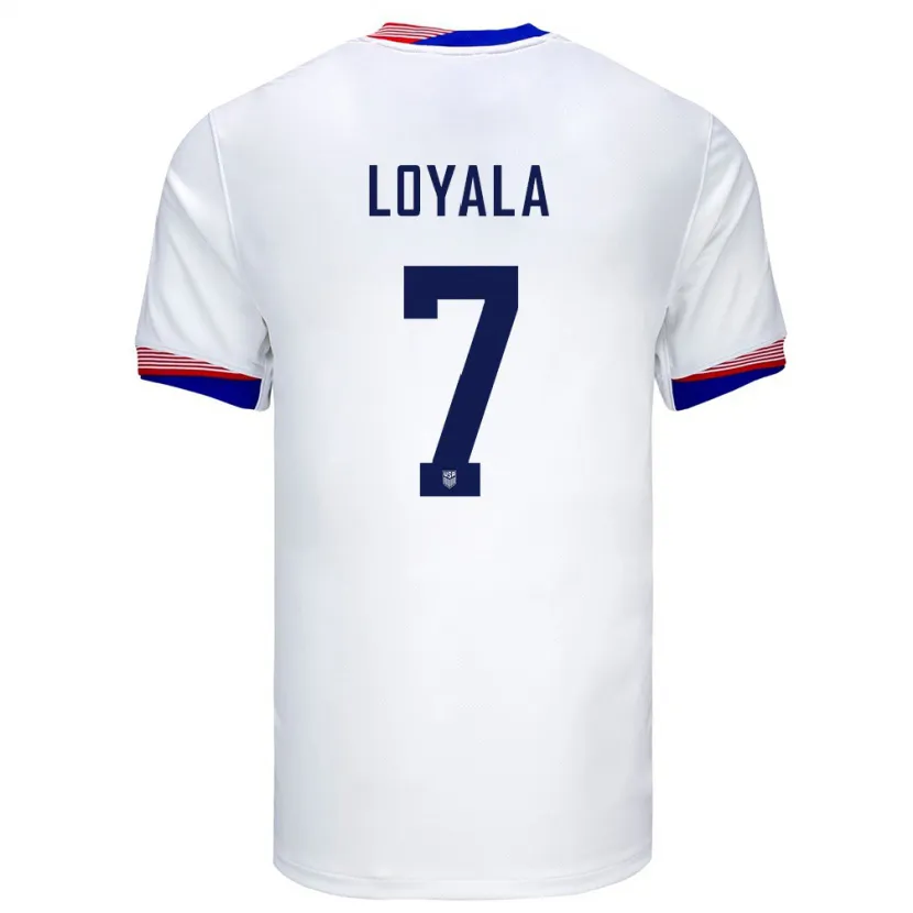 Danxen Bambino Maglia Stati Uniti Favian Loyala #7 Bianco Kit Gara Home 24-26 Maglietta