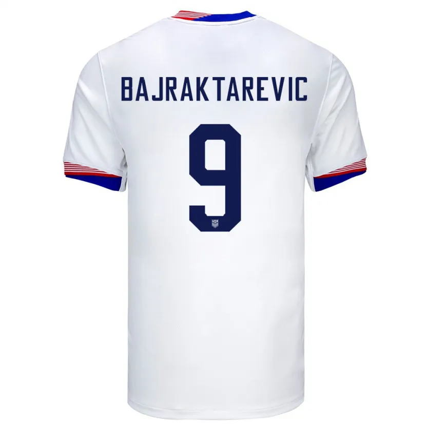 Danxen Bambino Maglia Stati Uniti Esmir Bajraktarevic #9 Bianco Kit Gara Home 24-26 Maglietta