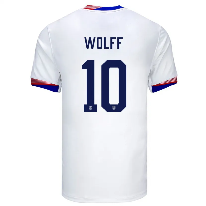 Danxen Bambino Maglia Stati Uniti Owen Wolff #10 Bianco Kit Gara Home 24-26 Maglietta