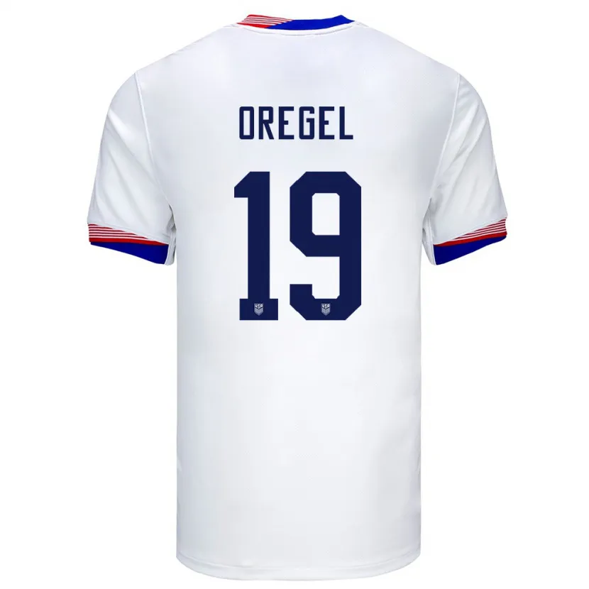 Danxen Bambino Maglia Stati Uniti Sergio Oregel #19 Bianco Kit Gara Home 24-26 Maglietta
