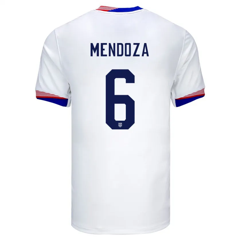 Danxen Bambino Maglia Stati Uniti Edwyn Mendoza #6 Bianco Kit Gara Home 24-26 Maglietta