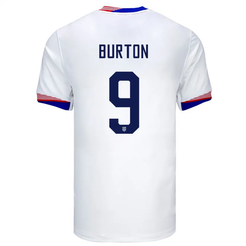 Danxen Bambino Maglia Stati Uniti Micah Burton #9 Bianco Kit Gara Home 24-26 Maglietta