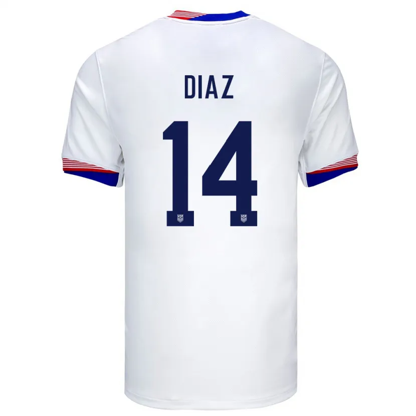 Danxen Bambino Maglia Stati Uniti Christian Diaz #14 Bianco Kit Gara Home 24-26 Maglietta