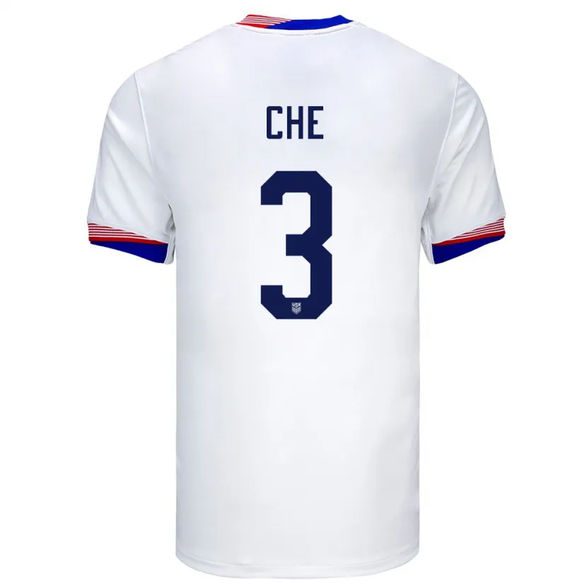Danxen Bambino Maglia Stati Uniti Justin Che #3 Bianco Kit Gara Home 24-26 Maglietta