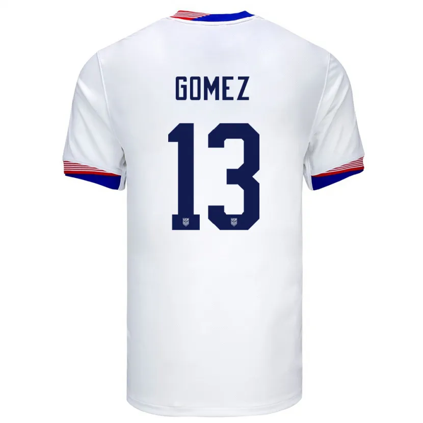 Danxen Bambino Maglia Stati Uniti Jonathan Gomez #13 Bianco Kit Gara Home 24-26 Maglietta