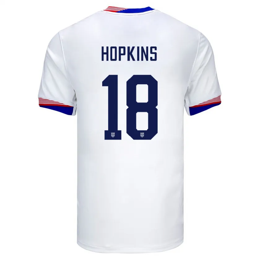 Danxen Bambino Maglia Stati Uniti Jackson Hopkins #18 Bianco Kit Gara Home 24-26 Maglietta