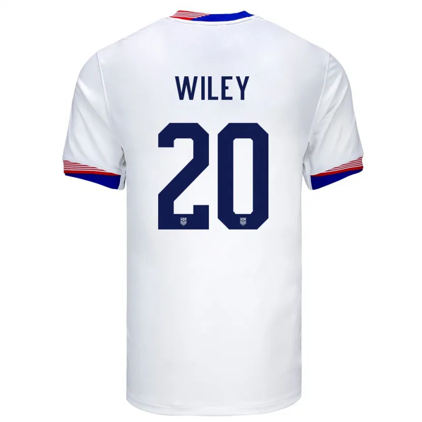Danxen Bambino Maglia Stati Uniti Caleb Wiley #20 Bianco Kit Gara Home 24-26 Maglietta