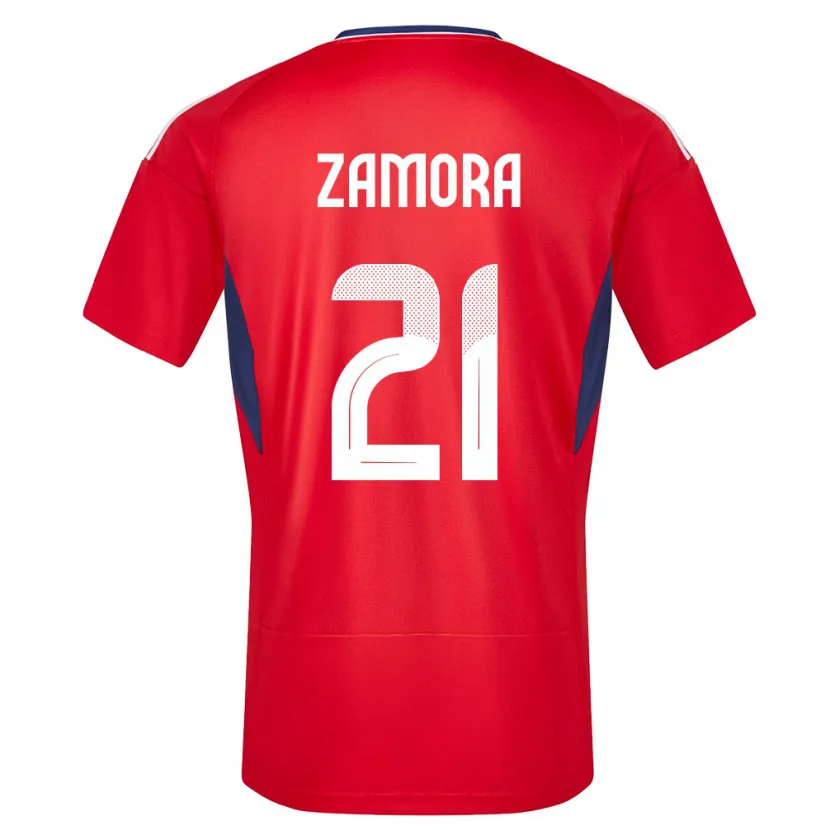 Danxen Bambino Maglia Costa Rica Alvaro Zamora #21 Rosso Kit Gara Home 24-26 Maglietta