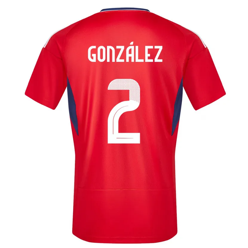 Danxen Bambino Maglia Costa Rica Julian Gonzalez #2 Rosso Kit Gara Home 24-26 Maglietta