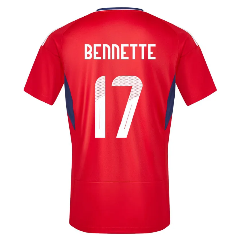 Danxen Bambino Maglia Costa Rica Jewison Bennette #17 Rosso Kit Gara Home 24-26 Maglietta