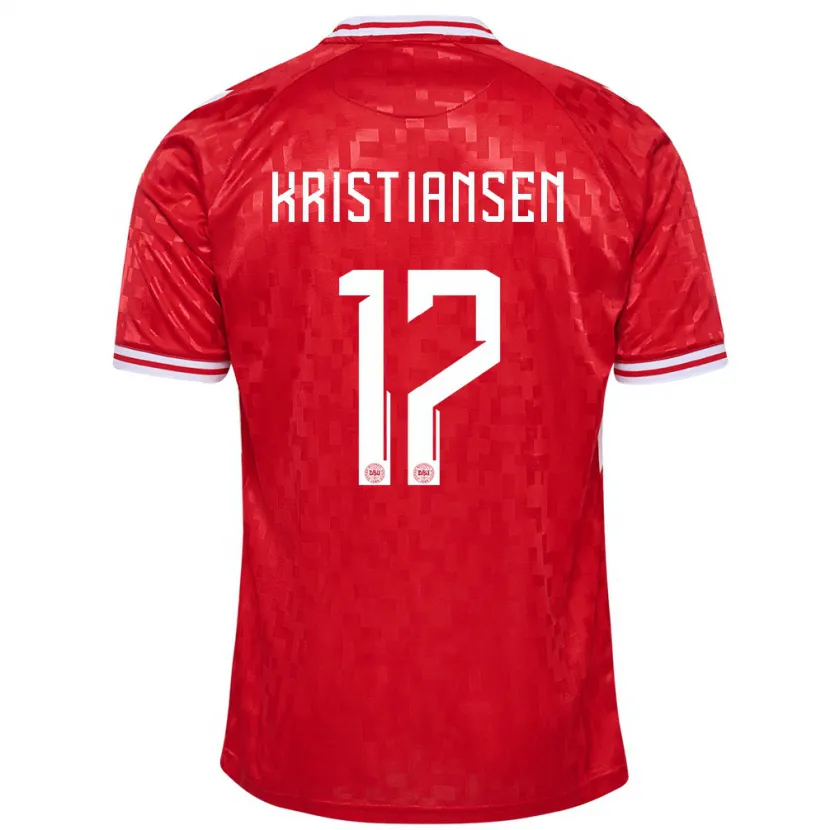 Danxen Bambino Maglia Danimarca Victor Kristiansen #17 Rosso Kit Gara Home 24-26 Maglietta