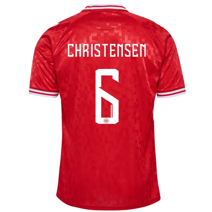 Danxen Bambino Maglia Danimarca Andreas Christensen #6 Rosso Kit Gara Home 24-26 Maglietta