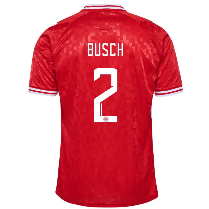 Danxen Bambino Maglia Danimarca Alexander Busch #2 Rosso Kit Gara Home 24-26 Maglietta