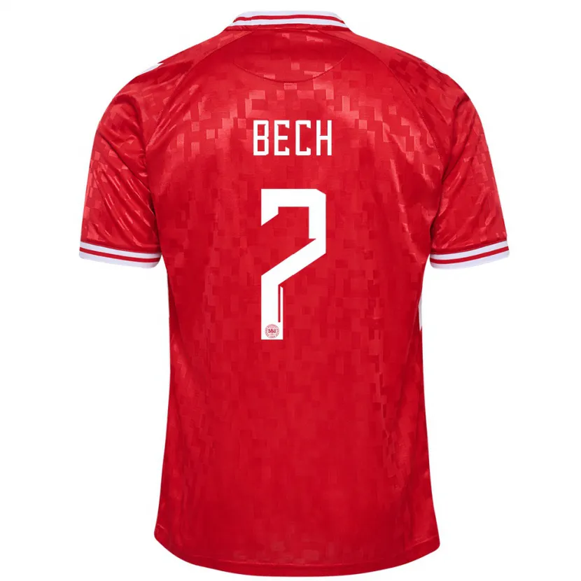 Danxen Bambino Maglia Danimarca Tobias Bech #7 Rosso Kit Gara Home 24-26 Maglietta