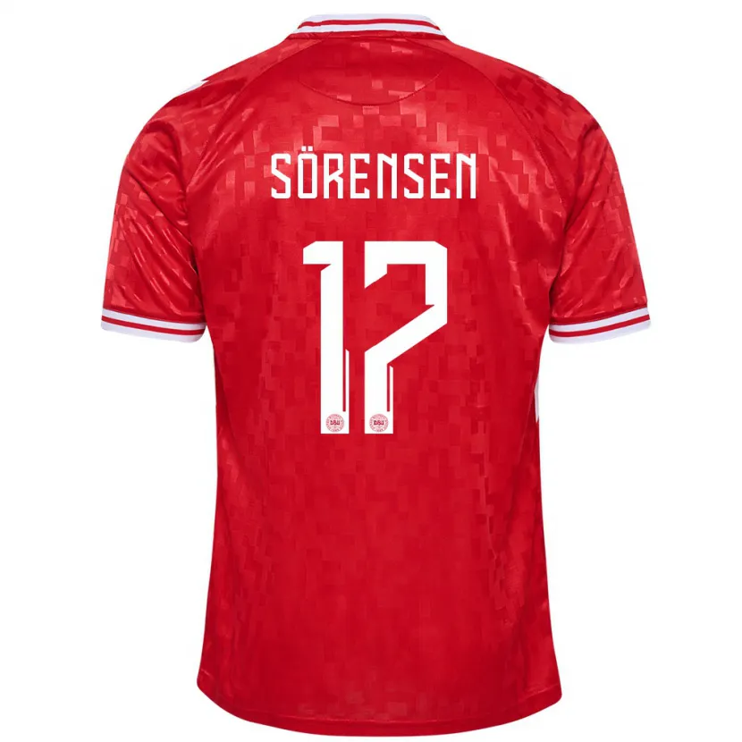 Danxen Bambino Maglia Danimarca Oliver Sörensen #17 Rosso Kit Gara Home 24-26 Maglietta