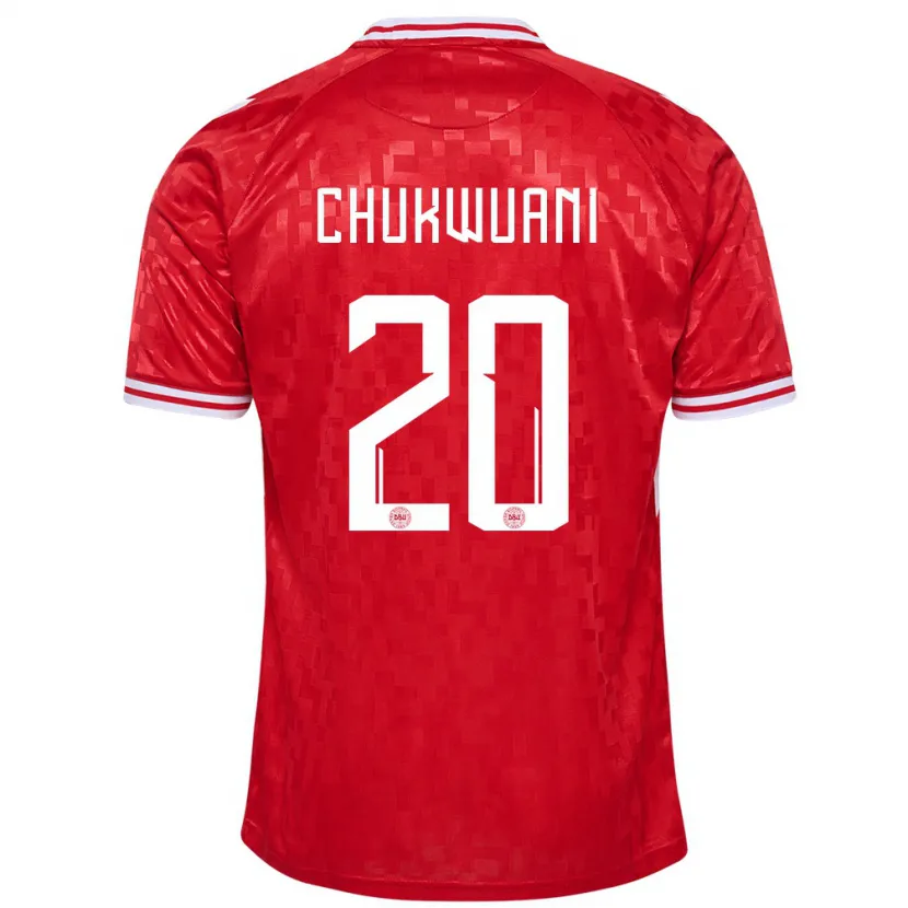 Danxen Bambino Maglia Danimarca Tochi Chukwuani #20 Rosso Kit Gara Home 24-26 Maglietta