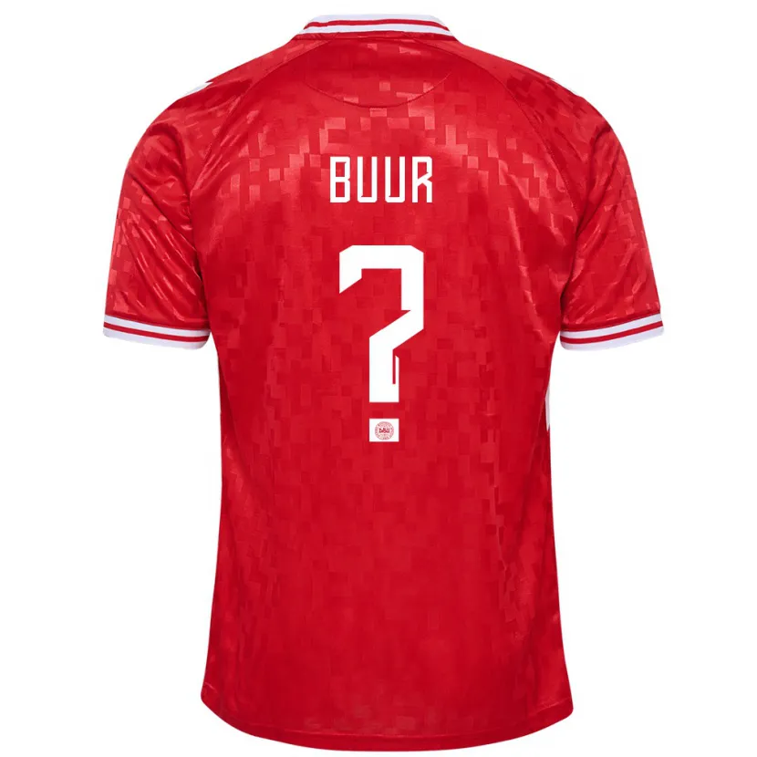 Danxen Bambino Maglia Danimarca Oscar Buur #0 Rosso Kit Gara Home 24-26 Maglietta