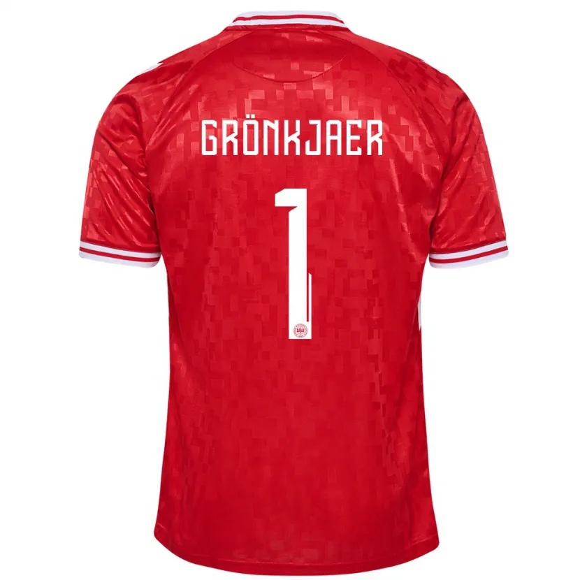 Danxen Bambino Maglia Danimarca Bertil Grönkjaer #1 Rosso Kit Gara Home 24-26 Maglietta