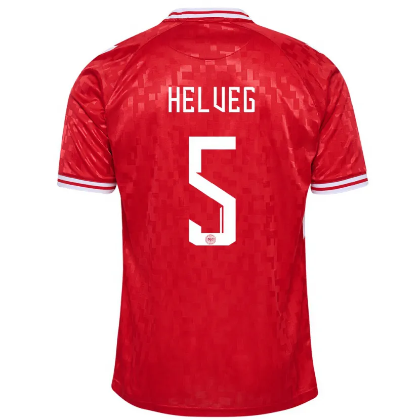 Danxen Bambino Maglia Danimarca Richard Helveg #5 Rosso Kit Gara Home 24-26 Maglietta
